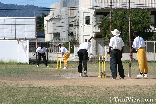 Action during the final game between National Centre for Persons with Disabilities (N.C.P.D.) Cricket team and the Happy Haven Special School Cricket team